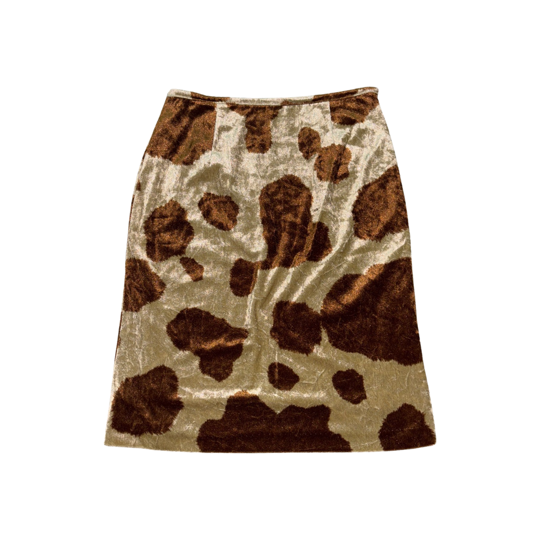 CLICHY Giraffe Print Velours Skirt