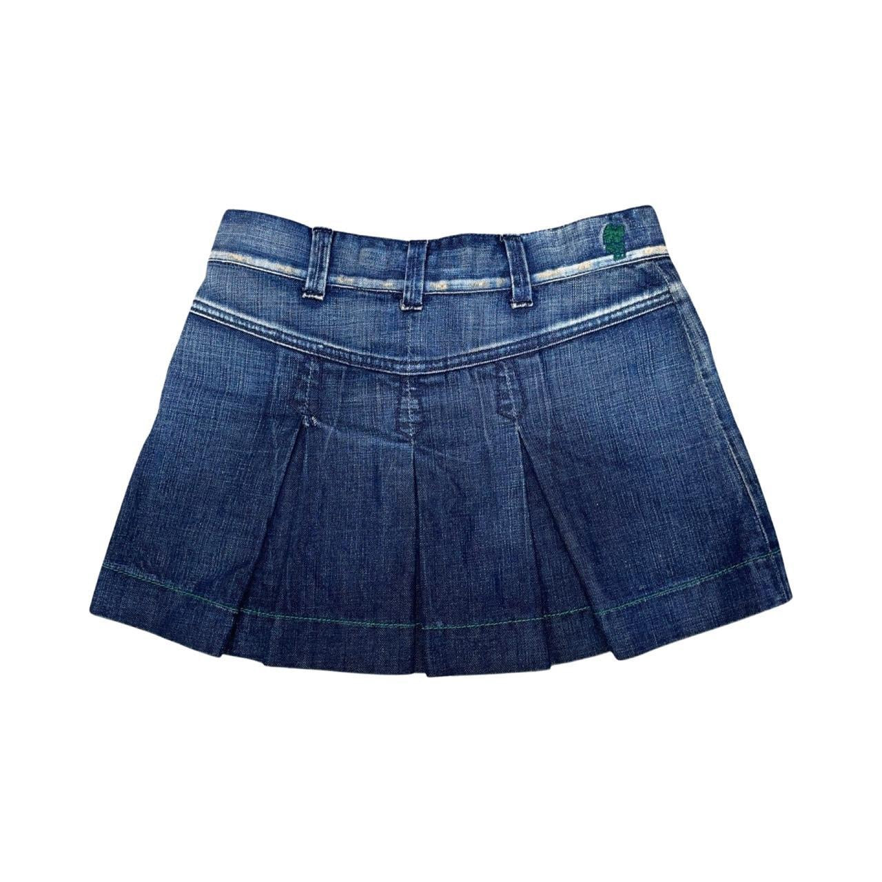 MISS SIXTY Denim Pleated Low Waist Mini Skirt