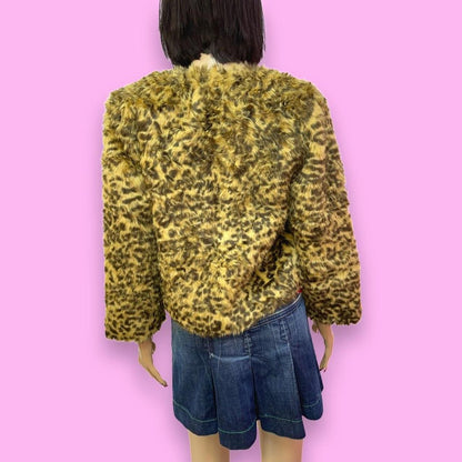 Y2K Leopard Faux Fur Cropped Jacket