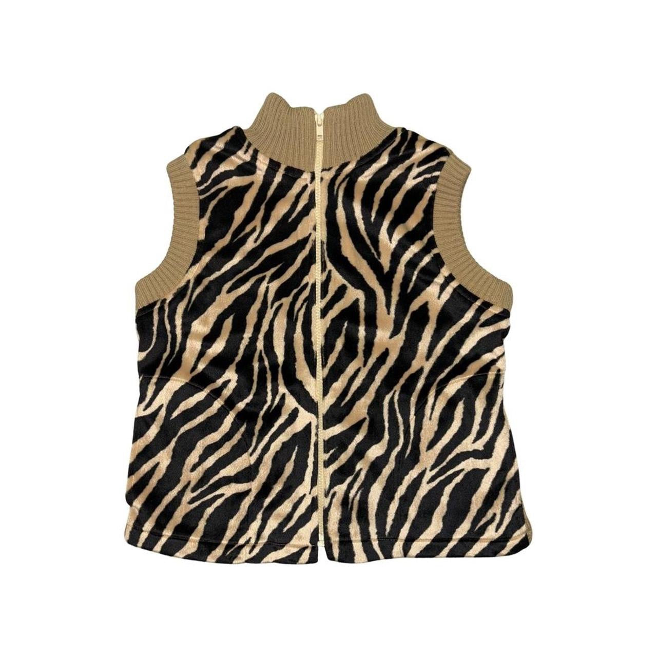 Y2K Zebra Prink Faux Fur Vest Jacket