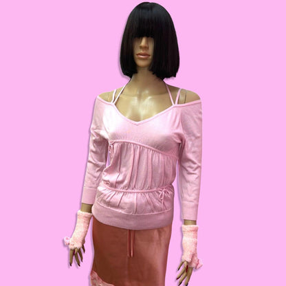 PRIVATE LABEL Pink Ribbons Balletcore Top