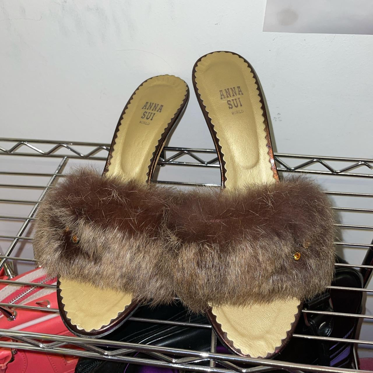 ANNA SUI Faux Fur Leather Mules