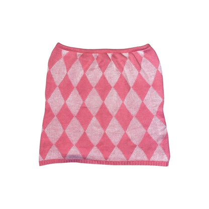 Y2K Pink Diamond Knitted Tube Top