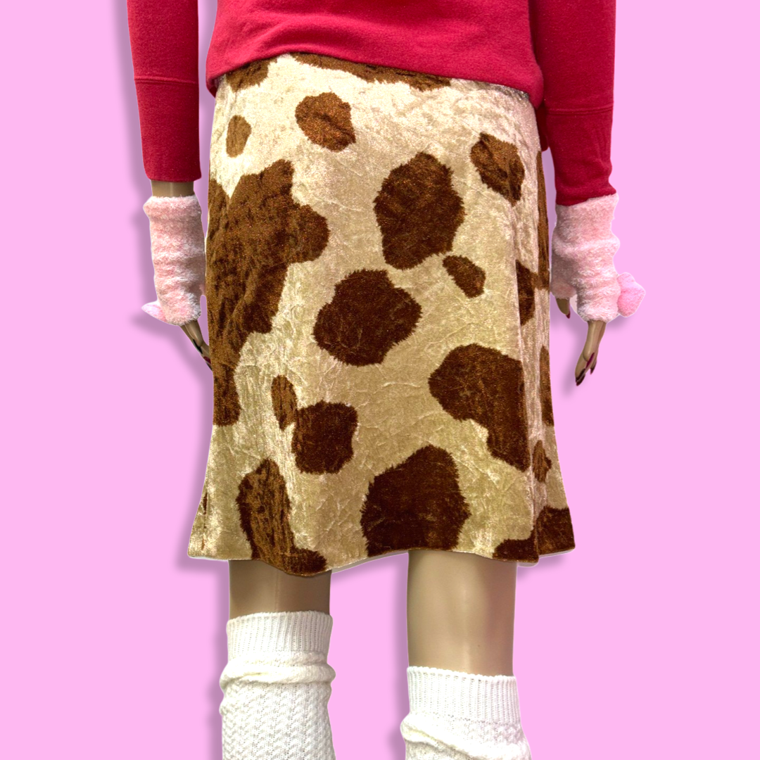 CLICHY Giraffe Print Velours Skirt